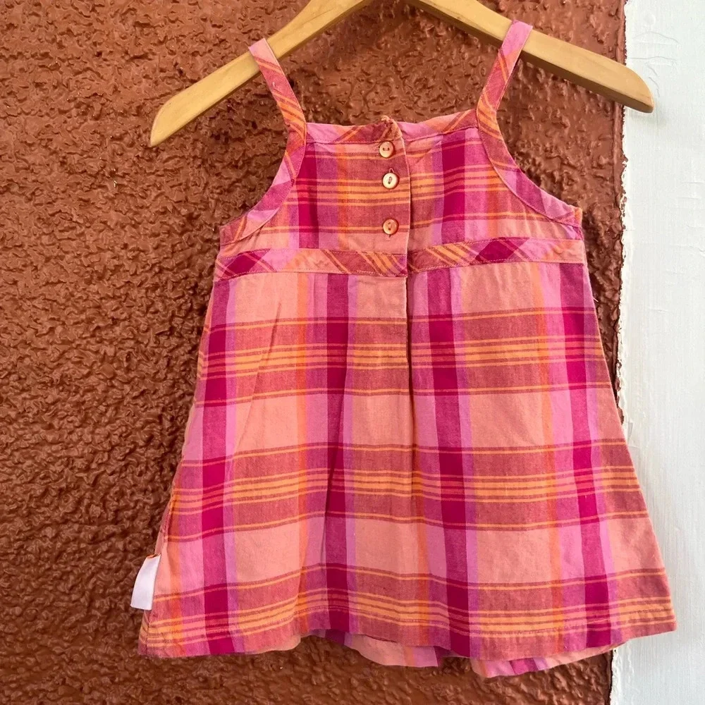 Baby Girl Vintage Carter’s Pink Plaid Embroidered Flower Dress Size 18 Months